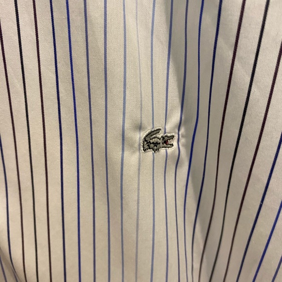 LACOSTE | luxe cotton stripped button down shirt, size small - Picture 5 of 6